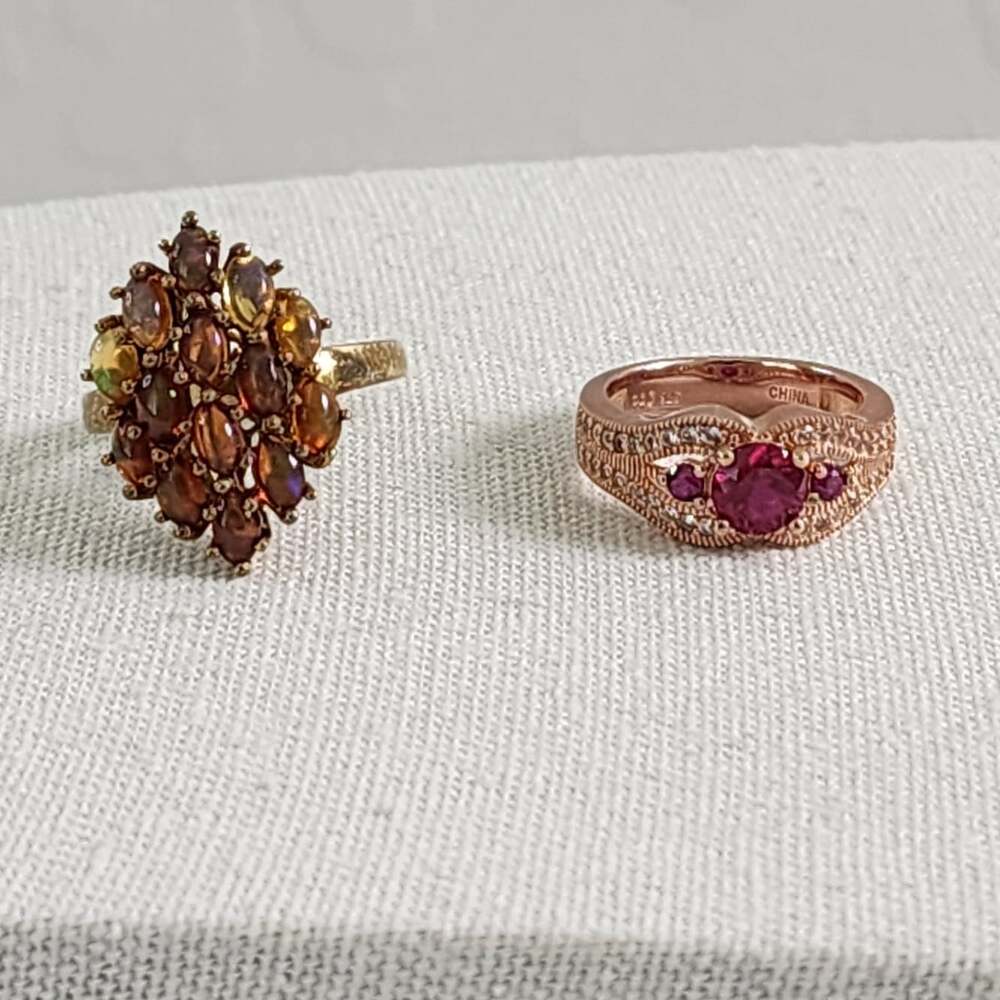 Set of 2 Jewelry Women's Rings Various Styles Shapes And Sizes